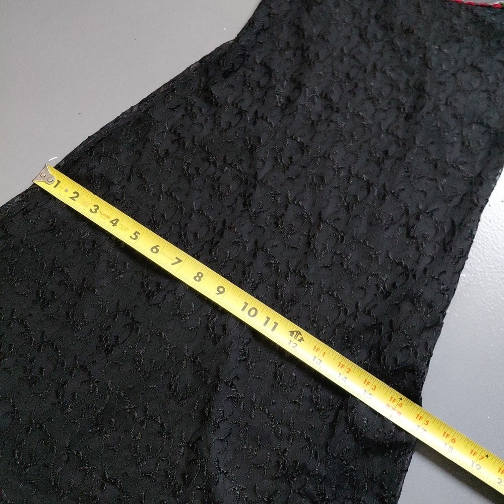 VTG Betsey Johnson Slip Dress Black Lace Rose Ditsy Neckline Velvet Trim Large - Picture 12 of 16